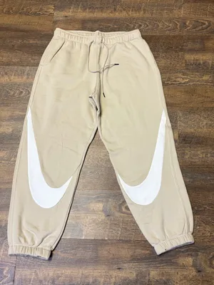 Nike Standard Fit Mid Rise Double Swoosh Sweatpants Womens Medium Tan DR6197-206 thumbnail 2