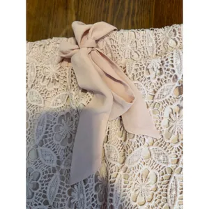 Torrid Blush Pink Floral Lace Scalloped Hem Shorts Size 1 Elastic Waist Tie thumbnail 7