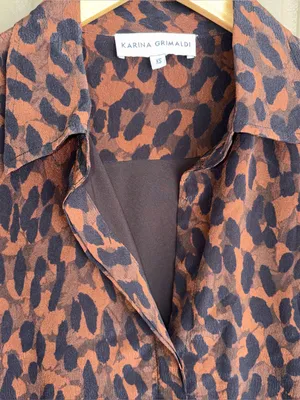 NEW KARINA GRIMALDI kylie print mini dress - in leopard brown XS Oversized thumbnail 6