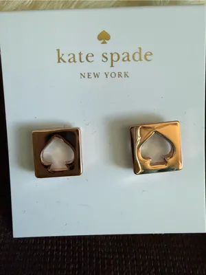 Kate Spade Rosegold Hole Punch Spade Pierced Earrings thumbnail 5