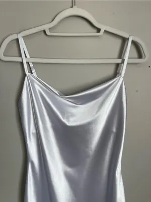 XXXITICAT White Silver Satin Cowl Midi Dress Sz S thumbnail 3