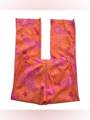 Lilly Pulitzer White Label Orange Pink Floral Sneaky Teaky Pants Size 8 thumbnail 7