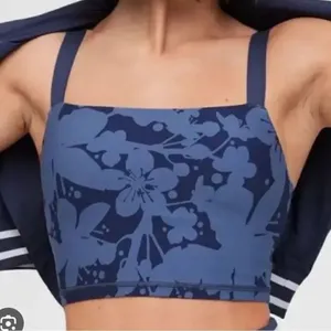 Aerie Floral Printed Ribbed Offline Bralette Blue Women’s XS thumbnail 1