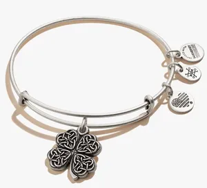 ALEX AND ANI Four Leaf Clover IV Charm Bangle thumbnail 1
