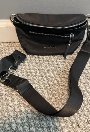 Steve Madden Madden NYC Crossbody/Fanny Pack Black with silver zipper accents thumbnail 1