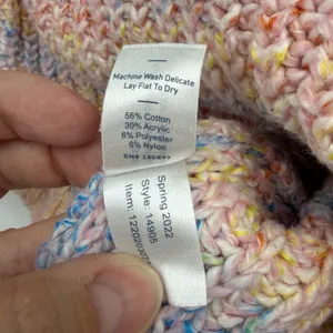Marine Layer‎ Womens XS Rainbow Stripe Chunky Knit Raglan Sweater Pastel thumbnail 6