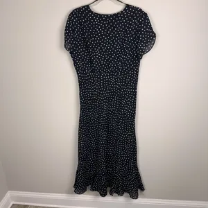 1990s VTG Dani Max Black & White‎ Polka Dot Rockabilly Maxi Dress w Ruffle Sz 14 thumbnail 15