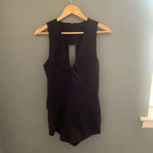 Free people black tie knot keyhole romper thumbnail 4