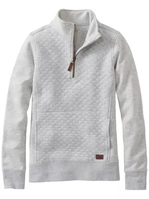 L.L. Bean Gray Quilted Quarter-Zip Pullover thumbnail 3