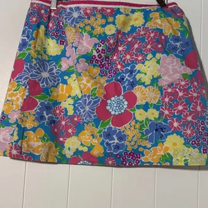 Lilly Pulitzer Floral Mini Skirt Size 8 Cotton Colorful Summer Pockets thumbnail 3