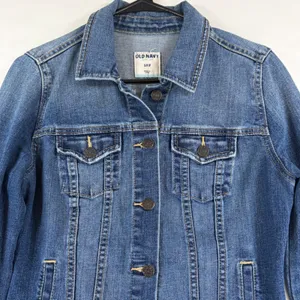 Old Navy Women's Denim Jacket Medium Wash Stretch Denim Trucker Cowgirl Blue Size Small thumbnail 4