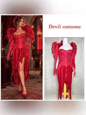 Vintage small devil Halloween costume dress w/ cartigan and wings thumbnail 2