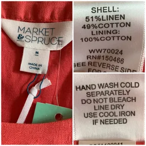 Market & Spruce NWT Halter Dress Linen Coral Linen Cotton Women's Size Medium thumbnail 12