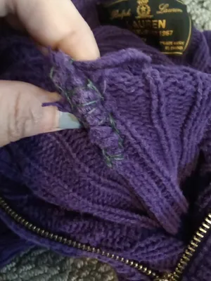 Ralph Lauren Purple Zip-Front Cable Knit Sweater Cotton High Neck Womens S thumbnail 8