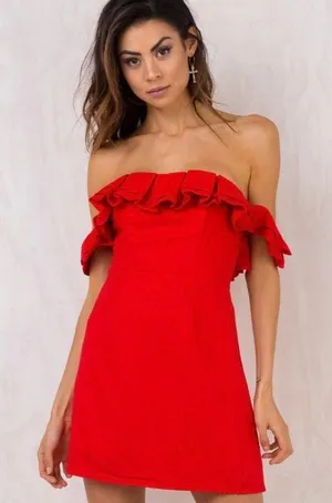Blue Off The Shoulder Dress thumbnail 1