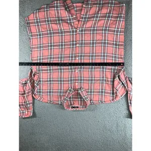 Plaid‎ Button Up Shirt Women 3XL Pink Plaid L/S Casual Western Pastel Layering thumbnail 7