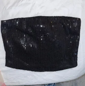Topshop Black Sequin Crop Top thumbnail 1