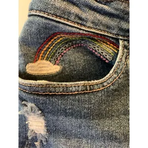 Judy Blue Straight Leg Denim Jeans Rainbow Embroidery Style JB88438 MD Size 29 thumbnail 3