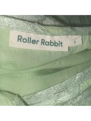 $118 Roller Rabbit Top Mint Green Metallic Jacquard V Neck Long Sleeve S thumbnail 8