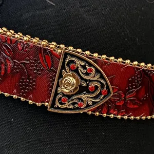 Red Floral Embossed Rose Buckle Western Y2K Belt, Fits 32.5-41 Inches, X7GA1290 thumbnail 4