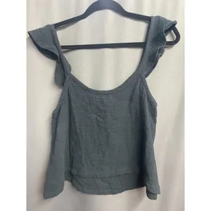 Marine Layer Cropped Blouse Top Womens Large Gray Scoop Neck Flutter Sleeve B55 thumbnail 4