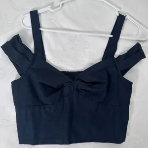 Anthropologie Maeve Size-XS Black‎ Linen Off The Shoulder Twist Crop Top thumbnail 10