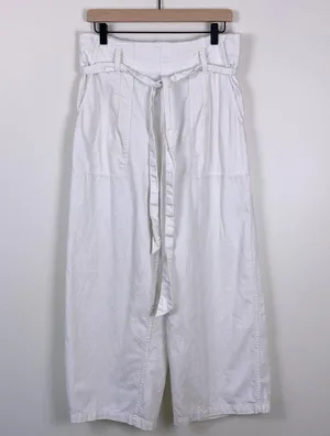 American Eagle High-Waisted Paperbag Wide Leg Pants White Women’s Size Large thumbnail 2