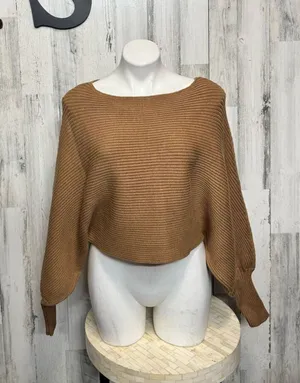 Altar'd State Batwing Cropped Sweater Womens Extra Small Camel Brown Knit thumbnail 1
