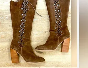 sbicca RARE lace up/ zipper boho suede boots sz 9 thumbnail 4