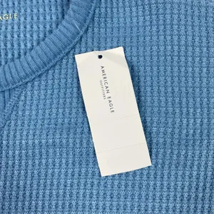 American Eagle‎ Shirt Womens XS Blue Waffle Knit Thermal Crewneck Long Sleeve thumbnail 6