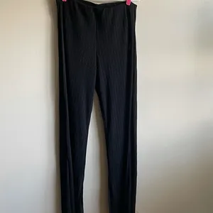 Zara NWT semi-sheer black pants‎ wide leg sz XL thumbnail 2