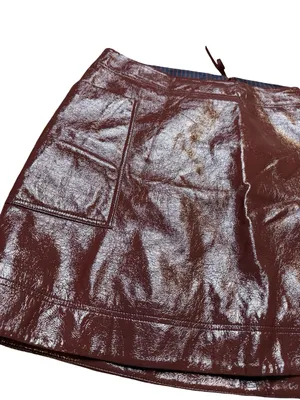 🖤 Maeve by‎ Anthropologie Faux Leather Mini Skirt Plus Size 16W 🖤 thumbnail 3