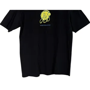 Zara Some Weird Stuff Graphic Oversized Relaxed Fit Basic T Shirt M Black Yellow thumbnail 6