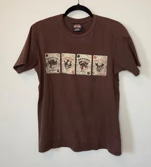 Harley Davidson Poker Brown Graphic Tee Shirt Size Medium Gainesville Florida thumbnail 1