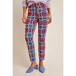 ANTHROPOLOGIE‎ The Slim Trousers Pants Retro Floral Cropped Bright Size 4 thumbnail 5
