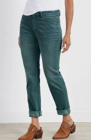 SOFT SURROUNDINGS Corduroy green teal straight leg button zipper closure size 14 thumbnail 1