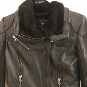 AQUA Leather Fur‎ Moto Jacket thumbnail 3