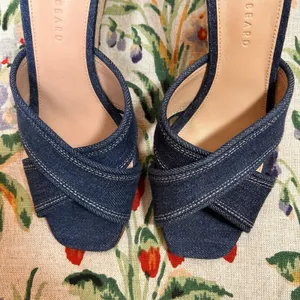 Veronica Beard Edna Denim Wedge Espadrille Sandals Size 8.5 Minimalist Preppy thumbnail 5
