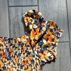 Floral Maxi Dress in Orange and Yellow thumbnail 3