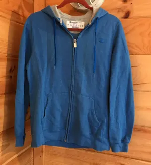 Champion CLOSET ESSENTIAL BLUE ZIP UP SWEATSHIRT HOODIE TOP thumbnail 1