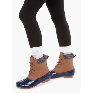 Evi Rain Weather Duck‎ Boots Brown/Navy Size 6 JUSTFAB New Outdoor Chore thumbnail 2
