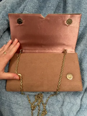 Soft suede envelope clutch with gold-tone accent along the flap. Elegant, minimalist design. Versatile for day or evening wear. thumbnail 3