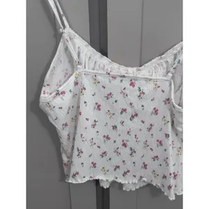 No Boundaries Floral Milkmaid Cami Top White Pink Lace Trim Cottagecore Large thumbnail 6