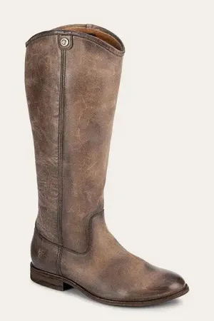 Frye Melissa Button 2 Tall Leather Riding Boot Grey 8.5 thumbnail 1