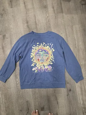 Sublime Graphic Sweatshirt 2XL Unisex Crewneck Blue Sun Face Design Pullover thumbnail 5