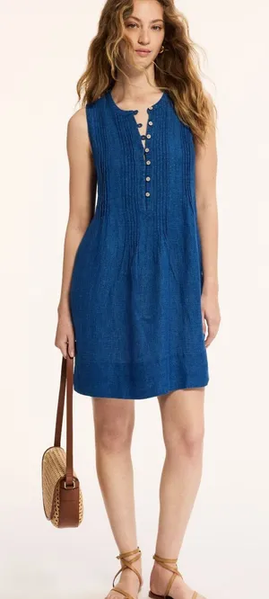 Faherty Blue Isha Dress thumbnail 1