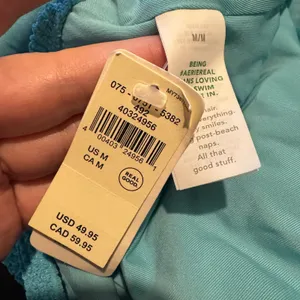 NWT Aerie One Piece Swimsuit‎ Women Medium Blue Shimmer Textured Cheekiest Swim thumbnail 6