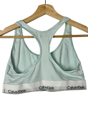 Calvin Klein Light Blue Logo Band Racerback Sports Bra L thumbnail 3