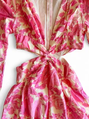 All About May Pink Floral Cutout Maxi Dress thumbnail 3