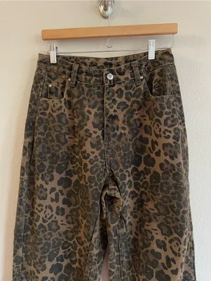 Aelfric Eden Leopard Print High Rise Wide Leg Jeans Size 28 thumbnail 5